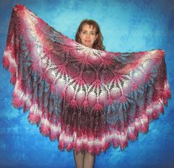 red crochet warm russian shawl, goat down orenburg stole, handmade shoulder cape, wool wrap, kerchief, bridal cover up