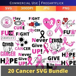 breast cancer svg bundle, cancer awareness silhouettes, cancer survivor, pink ribbon warrior