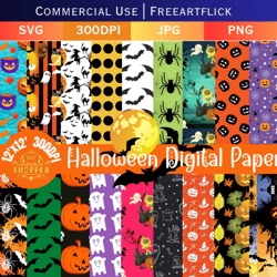 halloween digital paper, halloween backgrounds, halloween papers, halloween pumpkin, cat, witch, bat, paper crafts