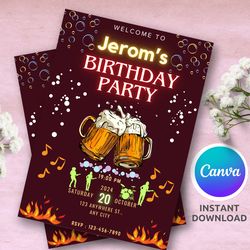 editable birthday invitation template - digital download