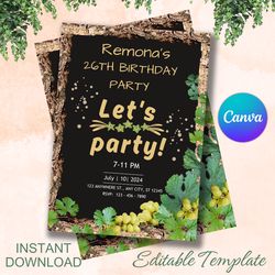 editable birthday invitation template - custom bday invite