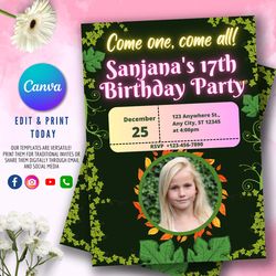 editable birthday invitation template - personalized template