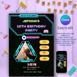 editable birthday invitation template - custom bday invite, editable celebration, customizable design