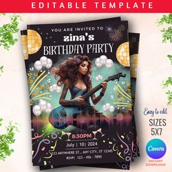 editable birthday invitation template - custom bday invite, editable celebration, printable invitation