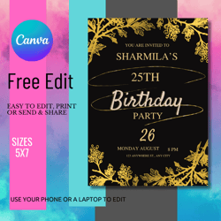 editable kids birthday invitation template