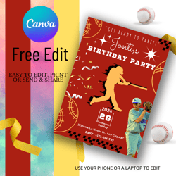 editable kids birthday invitation, printable digital invite, editable design