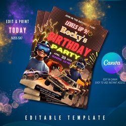 editable kids birthday invitation, printable digital invite, editable design, diy celebration