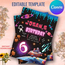 birthday invitation template - instant digital download, editable in canva, 5x7 format