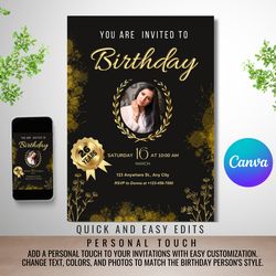 customizable birthday invitation - digital download, editable in canva, 5x7 printable