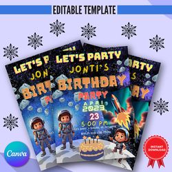 canva editable birthday invitation - instant download, digital template, printable 5x7