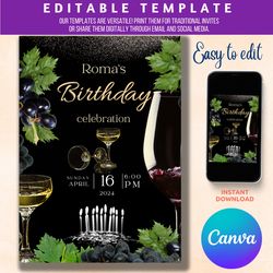 birthday invitation template - fully editable in canva