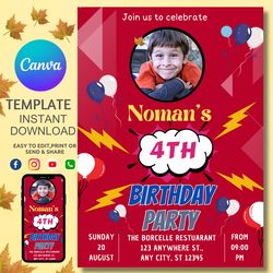 custom birthday invitation template - canva editable