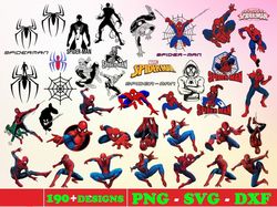 190 files spiderman svg bundle layered item, clipart, cricut, digital vector cut file, 190 unique designes, svg, png, dx