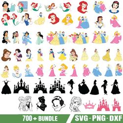 princess svg bundle- png-svg-dxf