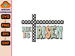 he is risen svg, easter sublimation digital design download, retro easter svg, boy designs, boy easter svg, checkered ea