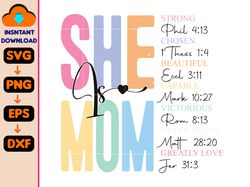 she is mom svg, she is strong svg, bible verses svg, mom svg, empowered women svg, strong mom svg, christian mom svg