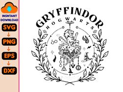 gryffindor hogwarts svg, magical world svg, wizardry houses symbol silhouette, wizarding school crests, instant download