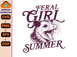 feral girl summer opossum svg, digital art work designd by pegax handmade svg, instant download