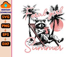 feral girl summer svg, summer svg design, summer graphic svg, sublimation design, beach svg, funny raccoon design svg