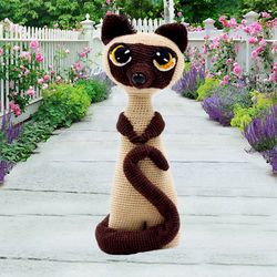 siamese cat, brown cat crochet toy, crochet cat doll, crochet organic toy, stuffed animal cat, amigurumi cat lover gift