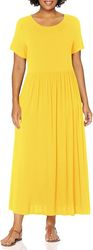 women's short-sleeve waisted maxi dress