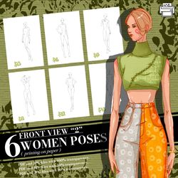 templates, body poses of female figure, set front view2