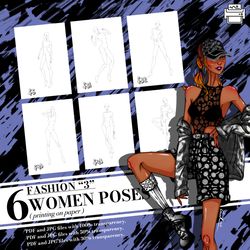 templates, body poses of female figure, set fashion 3