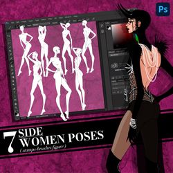 photoshop stamp brush, body poses of female figure, set "side"