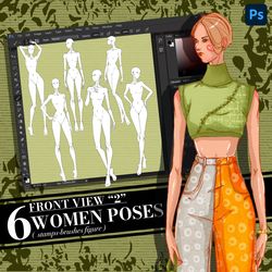 photoshop stamp brush, body poses of female figure, set "front view 2"