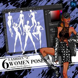 photoshop stamp brush, body poses of female figure, set "fashion 3"