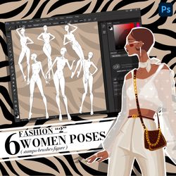 photoshop stamp brush, body poses of female figure, set "fashion 2"