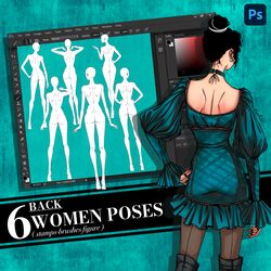 photoshop stamp brush, body poses of female figure, set "back"