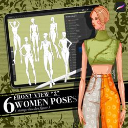 procreate brushes, body poses of female figure, set front view 2