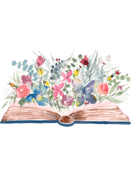 Watercolor Open Book with Florals Tote Bag