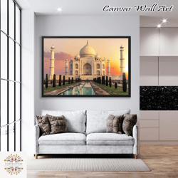 taj mahal canvas painting, taj mahal wall decor, home decor, india famous places, india icons, taj mahal print, taj maha