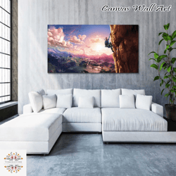 the legend of zelda tears of the kingdom, breath of the wild canvas decor, video game , zelda  gift, gamers room wall de