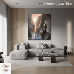 the lord of the rings, fellowship leaving, rivendell canvas print, gandalf , frodo lotr art, lotr print, lotr gift