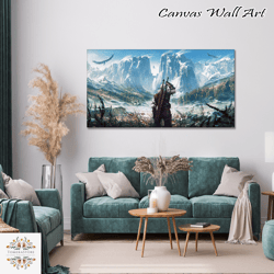 witcher geralt of rivia wall decor, witcher art , canvas print,  witcher print, witcher gift, game print gift, 5 panel c