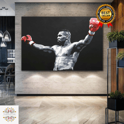 mike tyson boxing red gloves power box roll up canvas, stretched canvas art, framed wall art painting