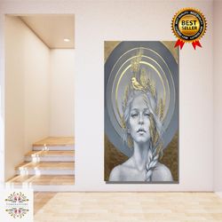 modern metallic woman silver gold canvas art,metallic wall art, silver 3d wall art, 3d canvas, silver canvas print