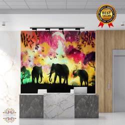 moon wall print, colorful mural, animal wall paper, safari wallpaper, african wall print, full moon wall decor, modern w