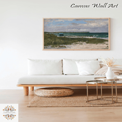 vintage beach house seascape coastal nautical printed painting wall art antique moody decor canvas framed ocean waves se