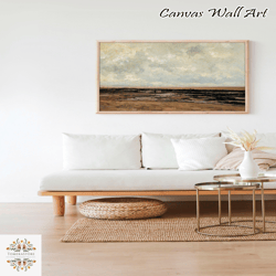 vintage moody seascape coastal nautical printed painting muted wall art antique decor canvas framed ocean water field ab