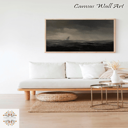 vintage moody seascape coastal nautical printed painting muted wall art antique decor canvas framed stormy ocean waves w