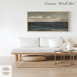 vintage seascape coastal nautical printed painting muted wall art antique moody decor canvas framed ocean waves sea wate