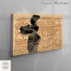 wall art canvas, 3d wall art, canvas gift, black girl art canvas, giraffe printed, woman art, elephant canvas poster, bl