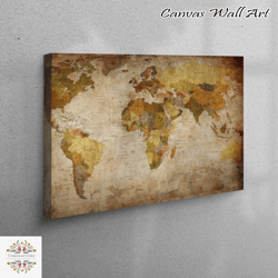 wall art canvas, large canvas, canvas wall art, world map canvas print, world atlas canvas poster, large world map canva