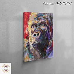 wall art canvas, wall art, canvas decor, abstract gorilla painting, abstract gorilla poster, monkey art canvas, chimp ca