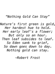 nothing gold can stay poem print