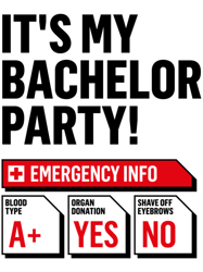 its my bachelor party! emergency info (for light colours) a